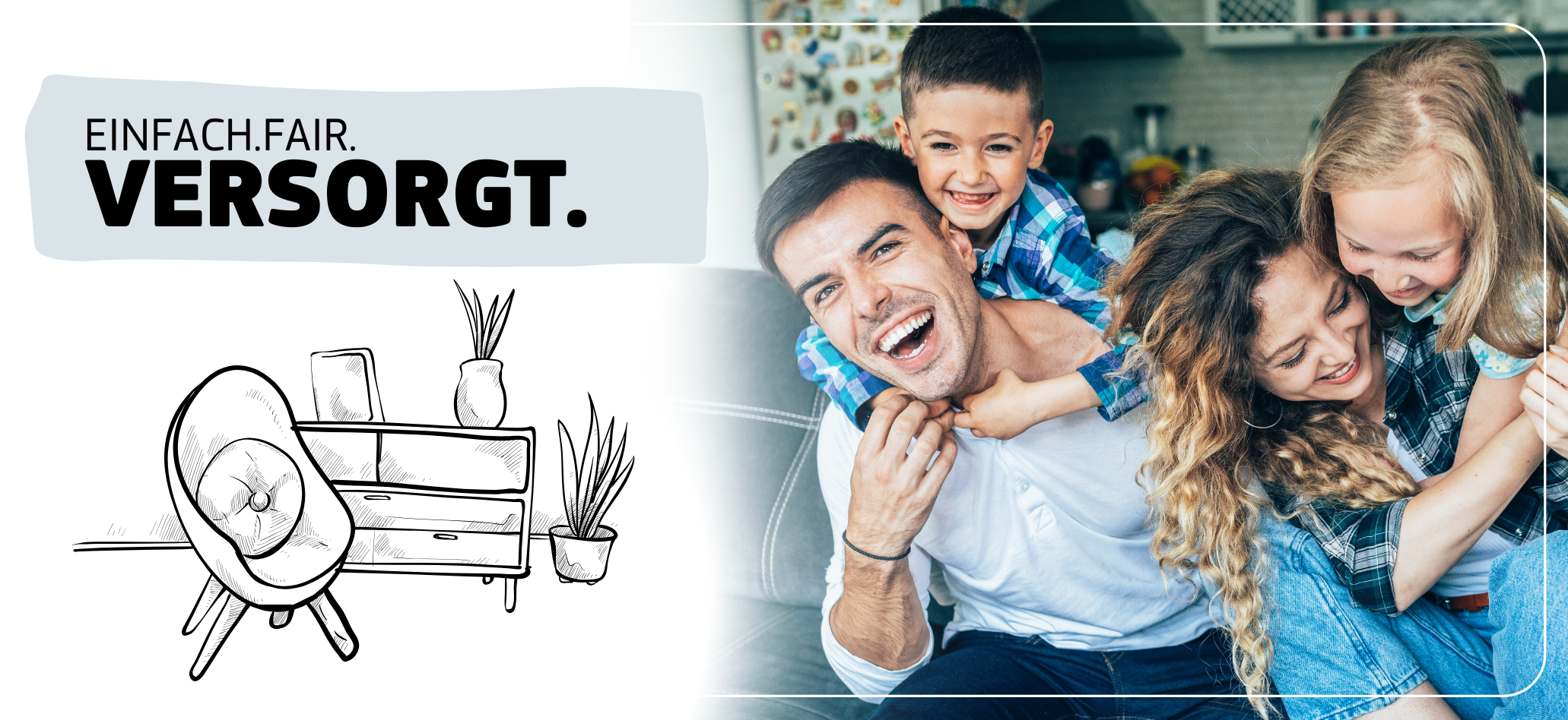 Glückliche Familie zu Hause – Symbolbild für einfache, faire und verlässliche Haushaltsstromversorgung durch die Stadtwerke Schwarzenberg GmbH.